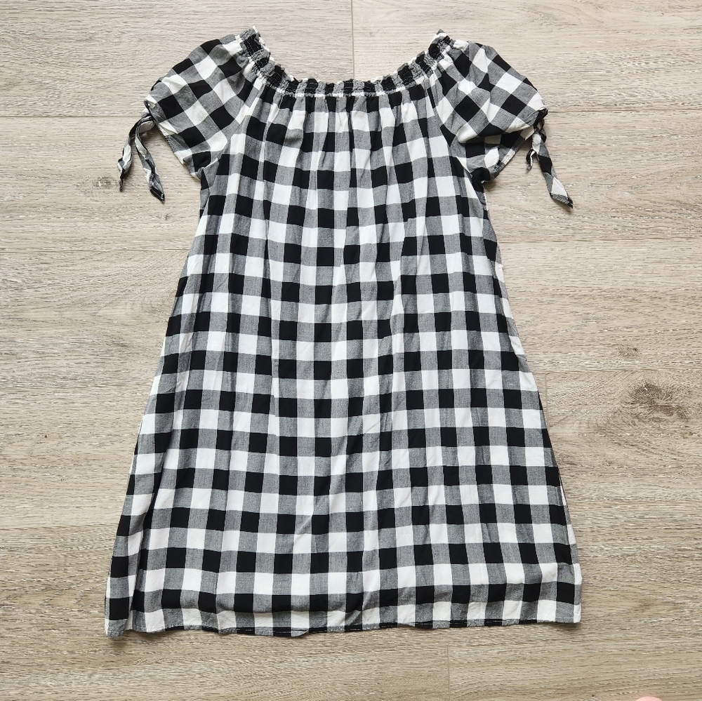 Loft Black and White Checkered Womens Medium Dress Cottagecore - Picture 7 of 10